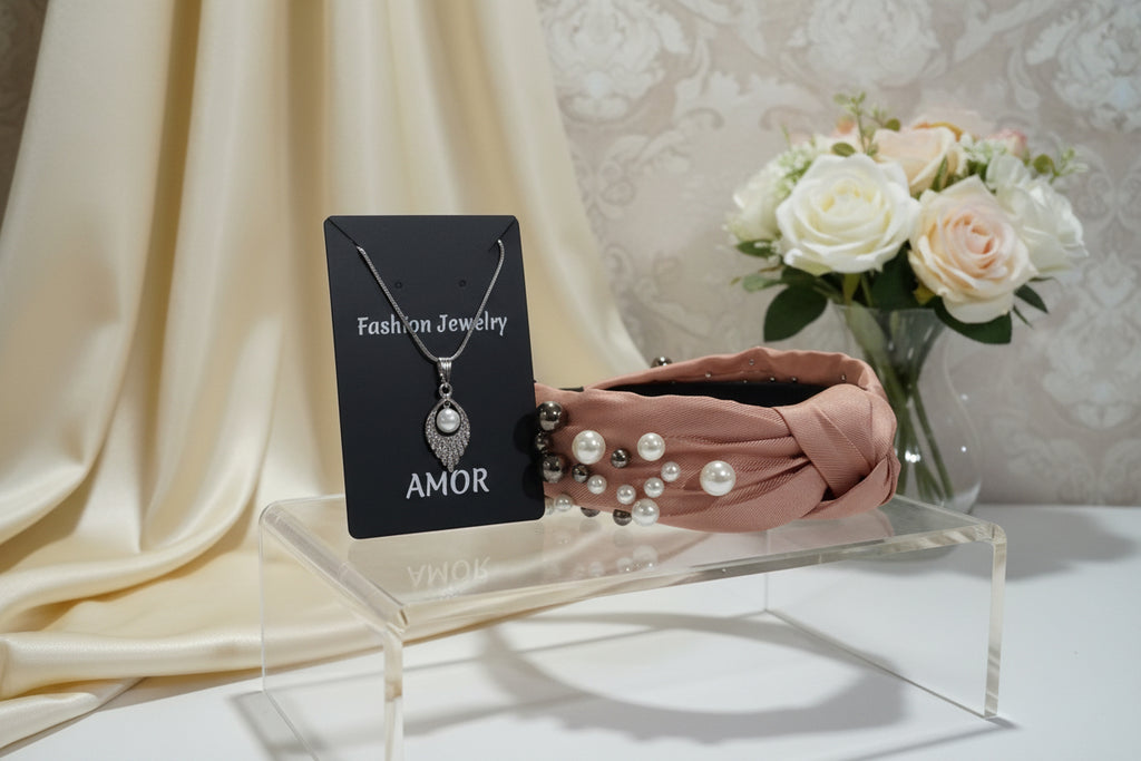 Pearl Teardrop Necklace & Headband Gift Set