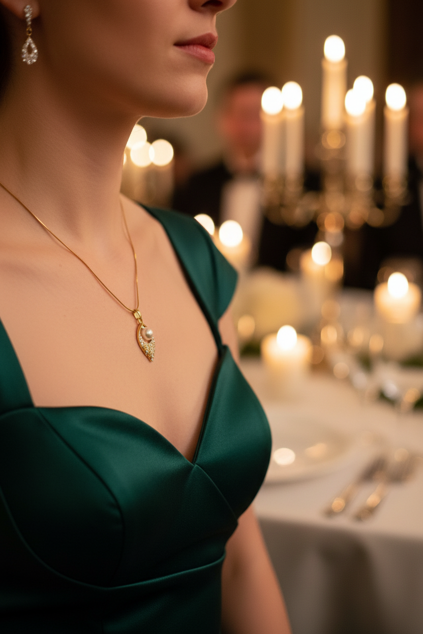 Amor Pearl Gold Necklace - Victoria Realistic Scale