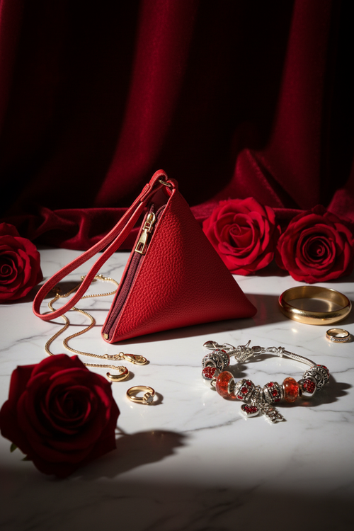 Amor Pyramid Wristlet - Red Luxury Shot