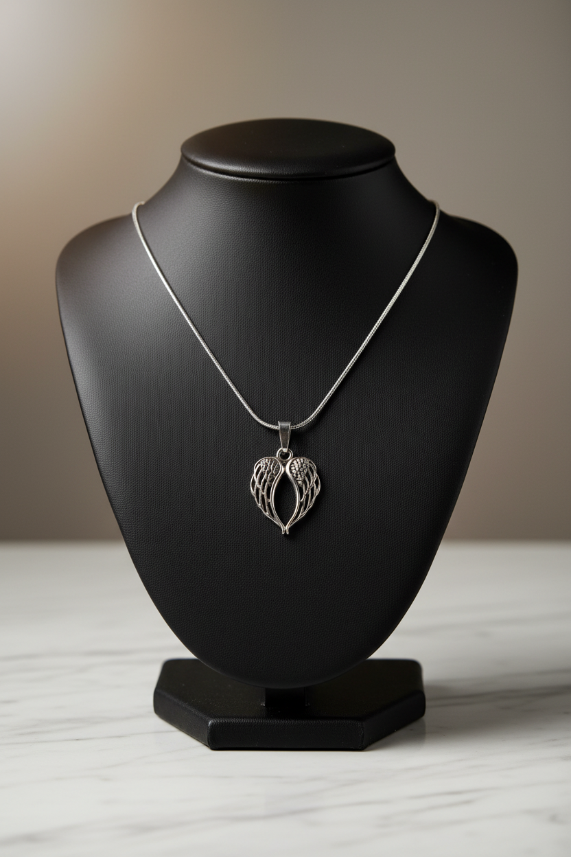 Antique Silver Angel Wings Necklace