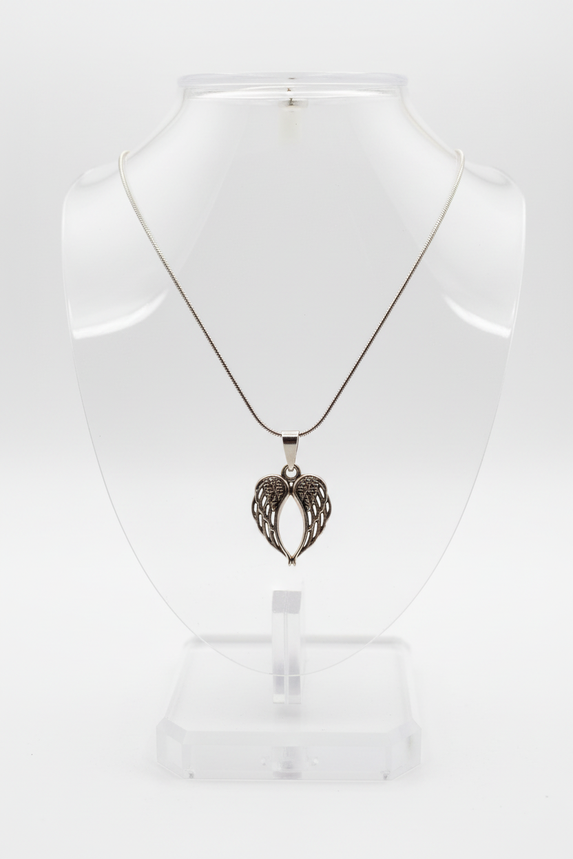 Antique Silver Angel Wings Necklace