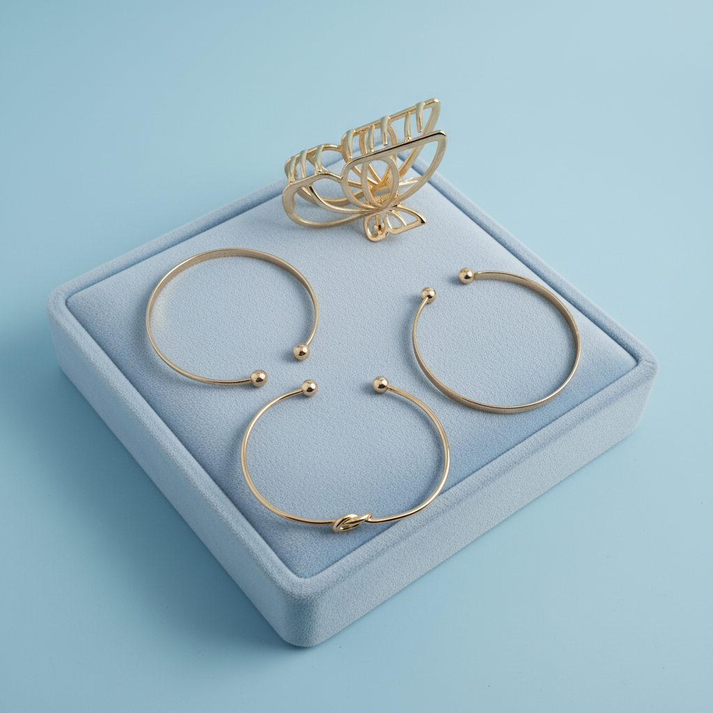 Gold Butterfly Claw Clip and Bangle Set - Tiffany Inspired