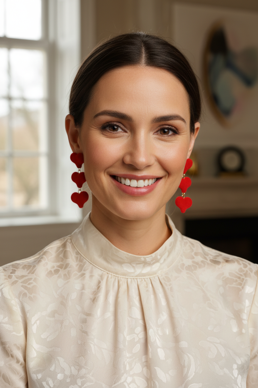 Ms Valentine Final Classy Small Red Heart Drop Earrings Bedtime Deal