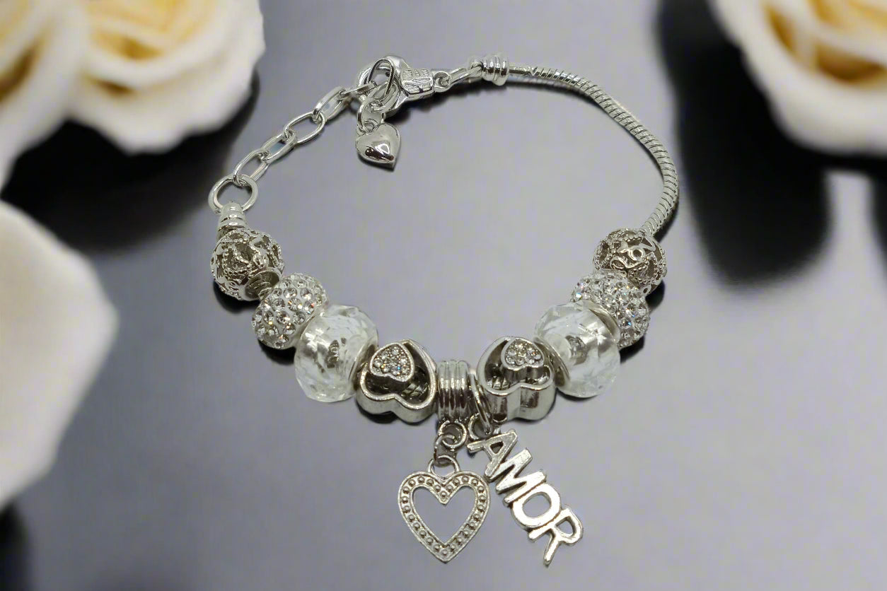 Amor Charm Bracelet -Pyramid Purse - Black