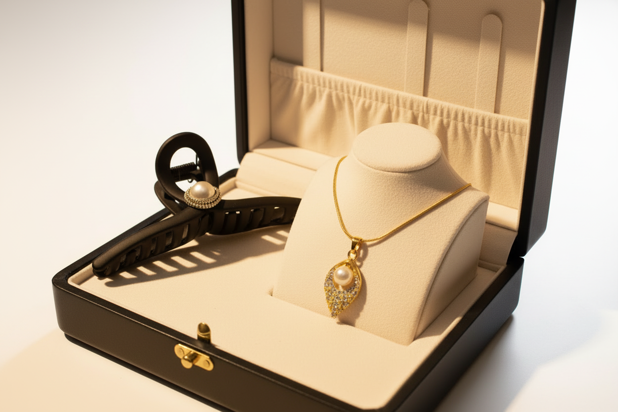 Pearl Necklace & Hair Clip Gift Set - Lightened Luxury